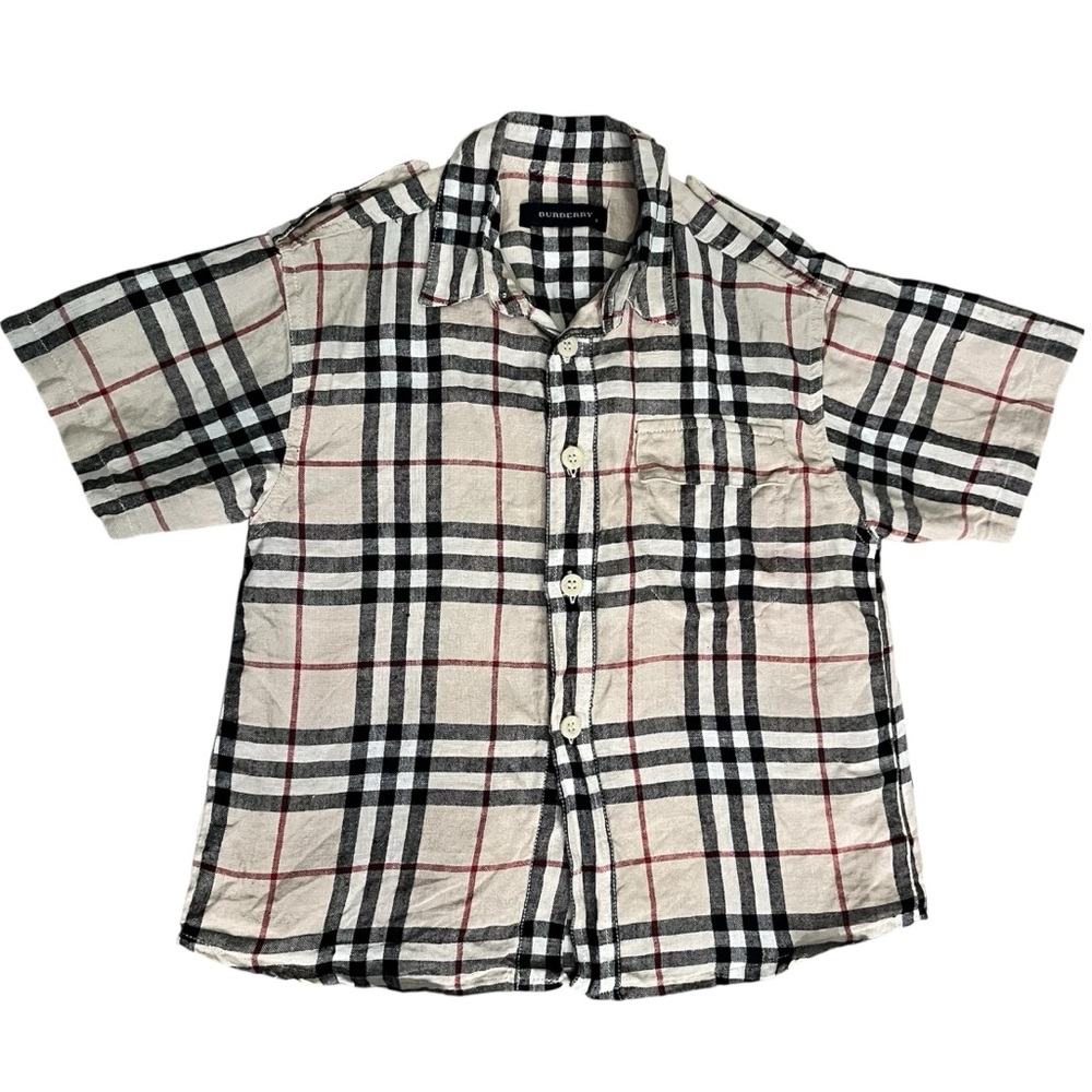 Burberry Kids Checkered Button Down Shirt - Cream, Black, Red